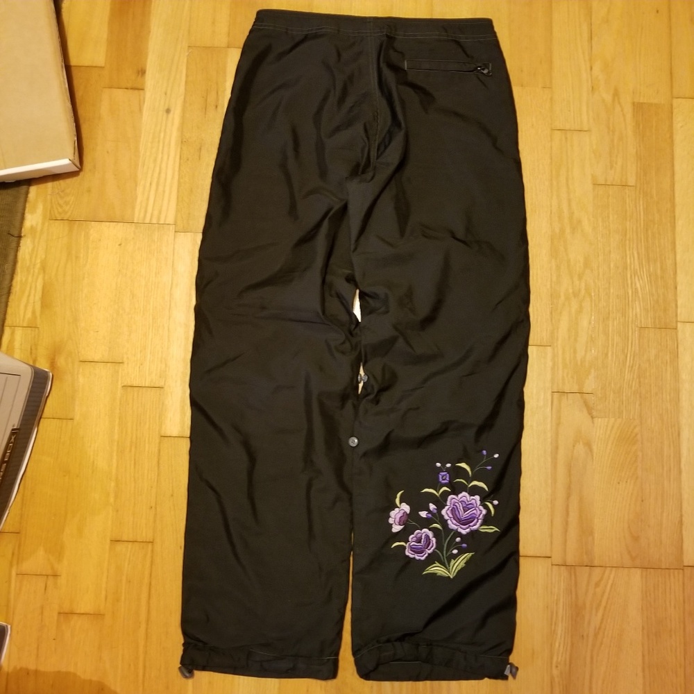Floral Embroidered Parachute Snowboard Rave Pants - Picture 1 of 5